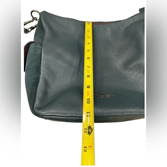 Coach Pennie Hobo hunter green leather & suede shoulder/crossbody purse C1522 - Picture 11 of 12